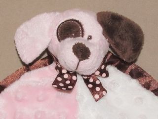 Baby Ganz Pink Brown White Minky Dot Security Blanket Puppy Dog Lovey
