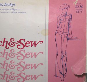 Vintage Stretch Sew Jeans Jacket Pattern 1065 Size 28 42