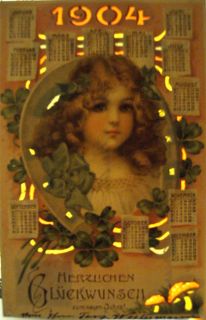 RARE Collectible 1904 Frances Brundage HTL New Year Date Postcard Hold
