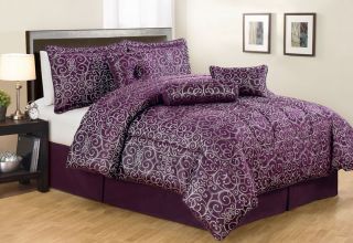Piece Queen Purple Garden Gate Jacquard Comforter Set