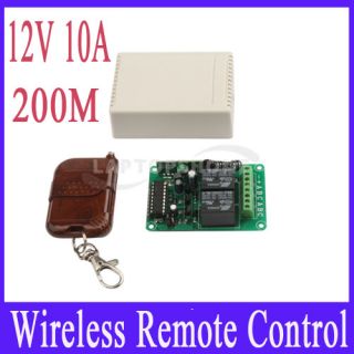 New 12V 10A Double Channels Wireless Remote Control Switch 200M