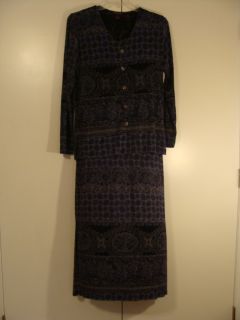 Francesca Rose Blue Floral Print Knit Dress Jacket S