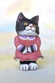 Francine, Original One of a kind Dollhouse sized Tuxedo Cat by Max