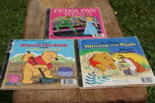  3 Golden Books Peter Pan Wendy Winnie Pooh