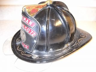  Brothers Black Leather Fire Helmet, Gardenville, GFPD, Cairns No. 5A