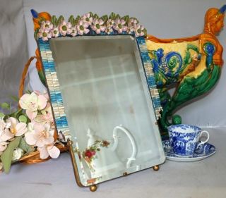 Beautiful Unusual Barbola Mirror with Table Stand Shabby Chic French