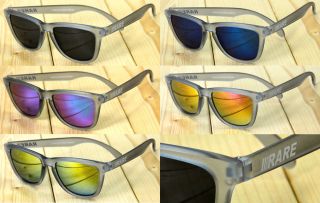RARE Shades Frosted Grey w Black Blue Yellow Red Lens Frogskins