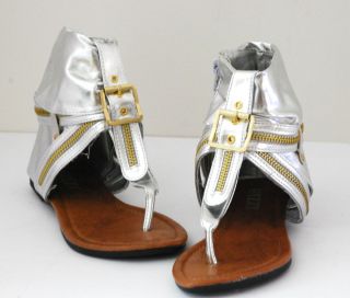  Zipper Low Flat Heel Thong Fux Leather Roman New Shoes Sandals