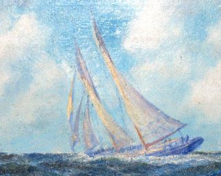 Frederick Leo Hunter Marine Seascape Sailing Yacht Oil Painting