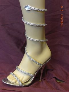 Celeste Womens Silver High Heel Stiletto Open Toe Ankle Strap Dress