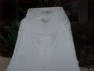  Men's White Wing Collar Tuxedo Shirt Size Large