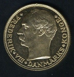 Denmark 20 Kroner 1908 Frederik VIII Gold Coin as Shown