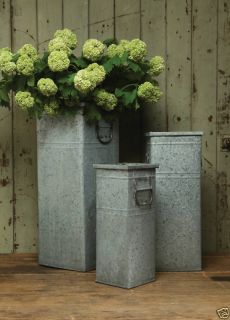 Set 3 Square Galvanized Planter Flowerpots Tall Garden Vase Wedding