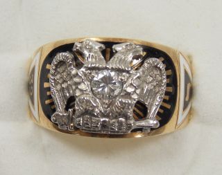 Mens Masonic Freemason 32nd Grand Elect Mason Double Eagle Ring Size