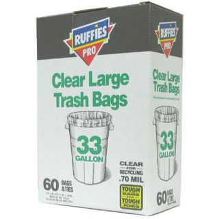  Plastics/tyco/covalence 60 Count 33 Gallon Clear Large Trash Bags