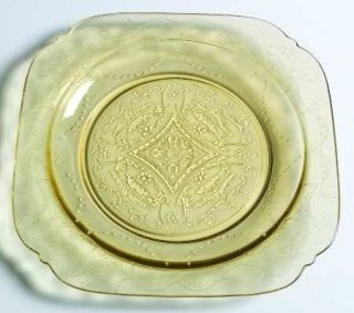 Antique Federal Glass Madrid 9 Luncheon Plate Amber Depression Glass
