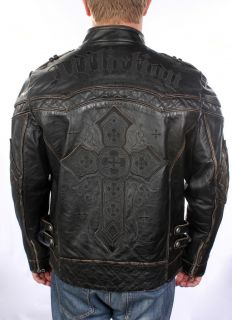 Affliction Mens Black Premium Gear Up Leather Jacket s M L XL