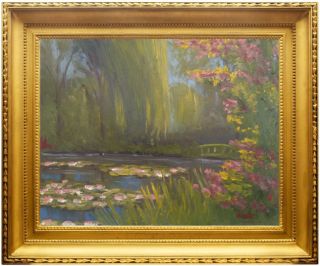 Original Painting Oil Art Monets Garden House Giverny Impressionist