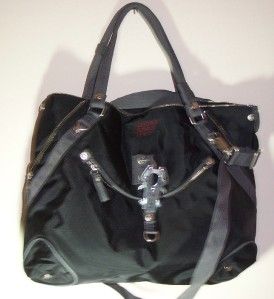 GEORGE GINA & LUCY Black Gray Nylon Shoulder Cross Body Handbag Tote
