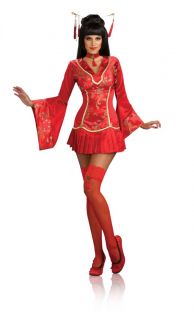 Red Ginger Sexy Asian Geisha Dress Costume Adult Large