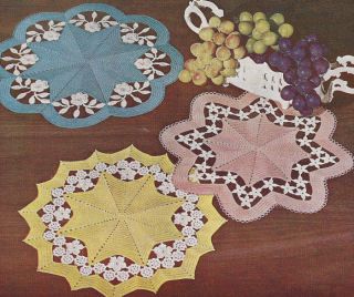Vintage Crochet Pattern Flower Cutwork Applique Doily