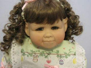 Gene Schooley Originals Vinyl Doll 22 inches Brown Hair Green dress w