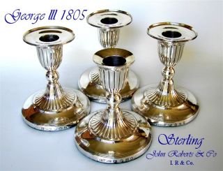 1805 King George lll Sterling Silver Candlesticks (4) England