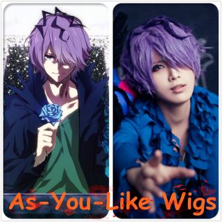 IB Garry Short Curly Purple Mixed Anime Halloween Party Men Cosplay