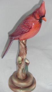 Vintage Will George Pasadena Ceramic   Red Cardinal Bird Vase Figure