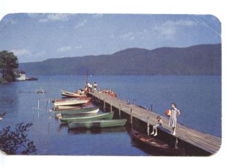 Boat Dock Silver Bay Lake George NY Used Postcard