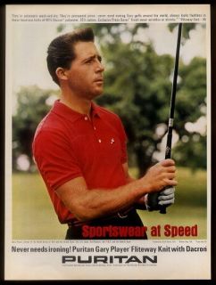 1967 Gary Player Golf Photo Puritan Knit Shirt Vintage Fashion Print