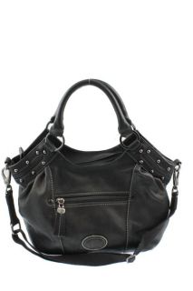 Giani Bernini Black Leather Studded Shopper Handbag Medium BHFO