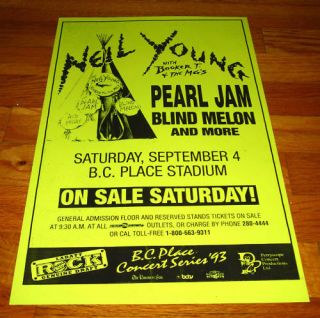 Neil Young Pearl Jam Blind Melon 93 Gig Poster B C