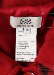 Pablo Gerard DAREL Red Wool Button Front Jacket Size 36