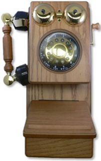 brand new antique replica country wooden wall phone oak