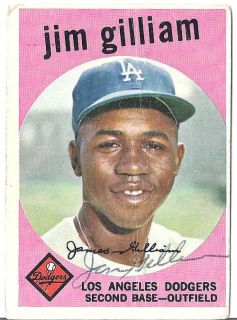 Jim Gilliam Autographed Signed 1959 Topps 306 Brooklyn Dodgers w JSA
