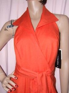 Geary Roark Kamisato Orange 55 Linen Sun Dress Size 2 New