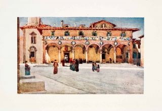 1905 Color Print Hospital Ospedale Ceppo Medieval Pistoia Tuscany