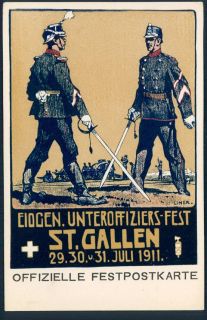 Switzerland 1911 Underofficers St Gallen Festival Picture Postcard