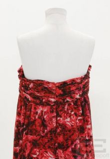 Giambattista Valli for  Red & Black Abstract Print Pleated Dress