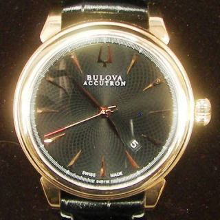 Bulova Gemini Accutron 64B116 Leather Strap Gold Swiss Automatic Watch