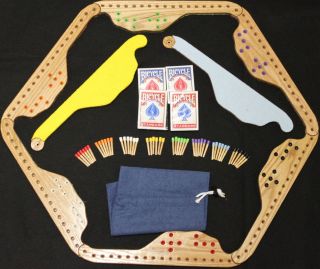 Player Hand Crafted Oak Pegs and Jokers Board Game