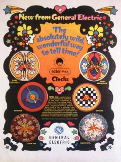 1968 General Electric Peter Max Clocks Print Ad