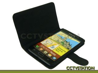 Black Leather Case Stand Screen Protector Stylus for Samsung Galaxy