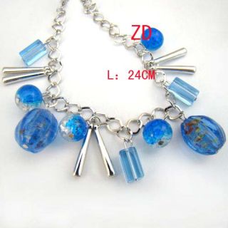 A019X Lot 6 Murano Glass Crystal Pumpkin Beads Bracelet