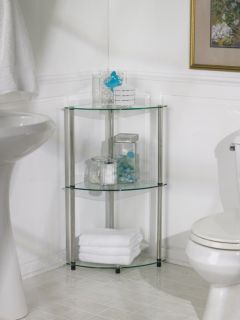 Accsense Modern Glass 3 Tier Corner Shelf Rack Stand