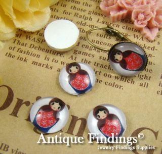 10pcs 12mm Photo Doll Handmade Glass Dome Cabochon Cameo Cover Cabs