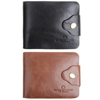 Mens Genuine Leather Trifold Wallet Multi Pocket Purse Button Clutch