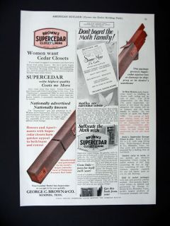 George Brown Browns Supercedar Cedar Closet Lining 1927 Print Ad