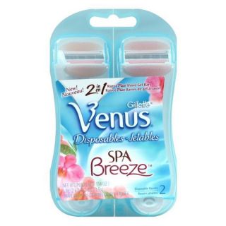 Womens Gillette Venus 2 in 1 Spa Breeze Disposable Razors 2ct